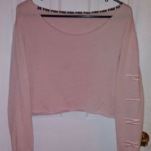 🍥PINK🍥off the shoulder crop long sleeve